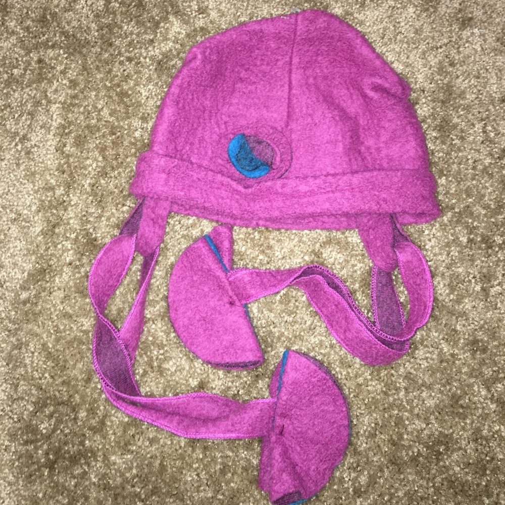 New Platania Beanie Wool Ear Flap Purple Teal Hat Small